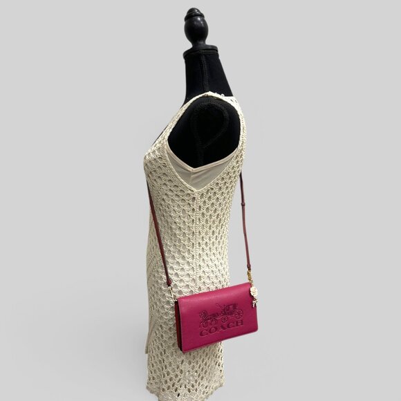 💰SALE💰 NWOT Coach Horse & Carriage Anna Fold-Over Clutch Crossbody + Charm - Picture 6 of 16